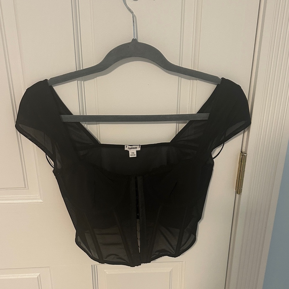 Garage Black Mesh Corset Top